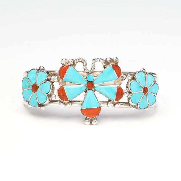 Dragonfly & Flowers Cuff Bracelet