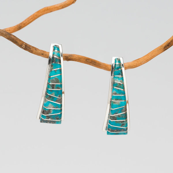 Refined Elegance Turquoise Channel Inlay Earrings