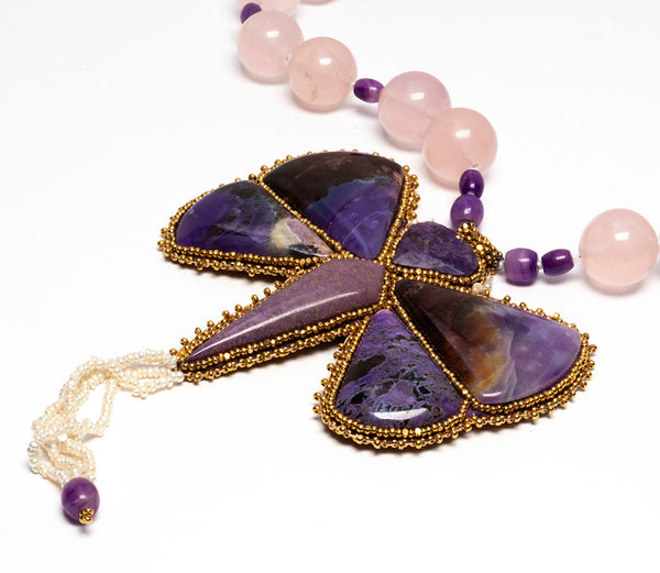 Transcendent Sugilite Dragonfly Necklace