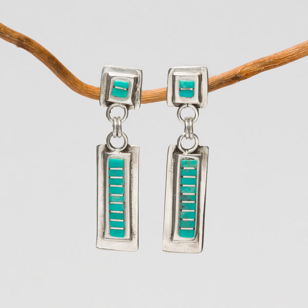 Versatile Turquoise Channel Inlay Dangle Earrings