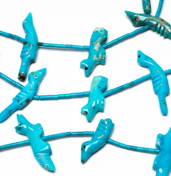 Stunning Ten Strand Turquoise Fetish Necklace – Keshi The Zuni