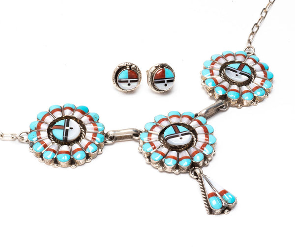 Stone To Stone Sunface Necklace & Earrings Set