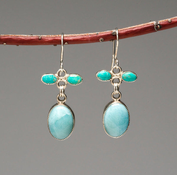 Larimar & Turquoise Dangle Earrings