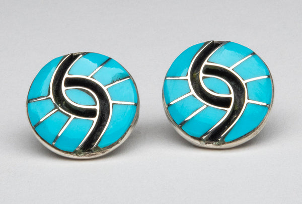 Sleeping Beauty Turquoise Channel Inlay Hummingbird Clip On Earrings