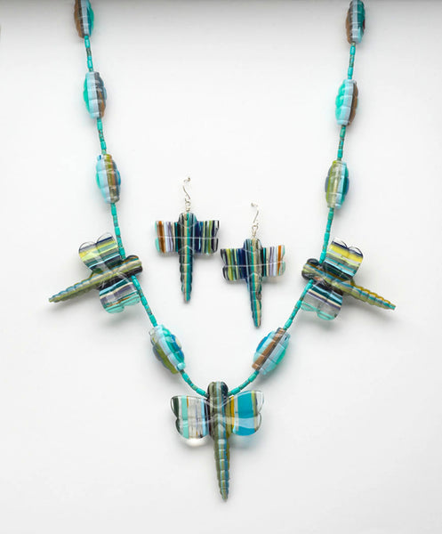 Surfite Dragonfly Necklace & Earrings Set