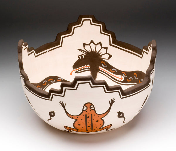 Kolowisi, Frog & Tadpole Pottery Bowl