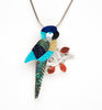 Joyously Colorful Stone To Stone Inlaid Parrot Pin/Pendant