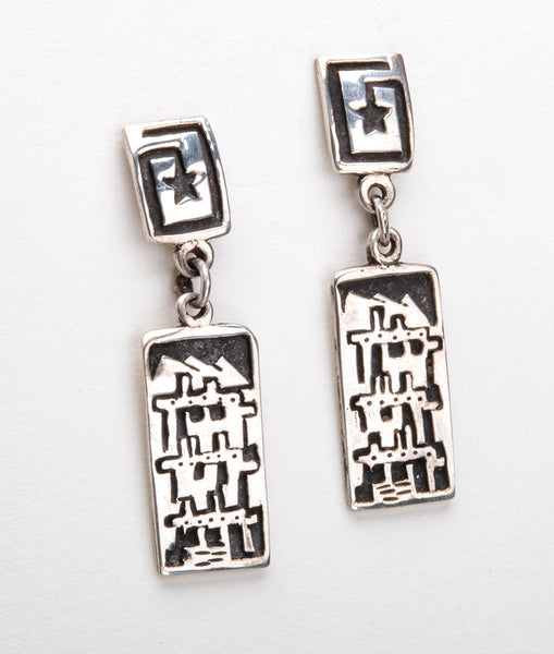 Sterling Silver Pueblo Overlay Earrings