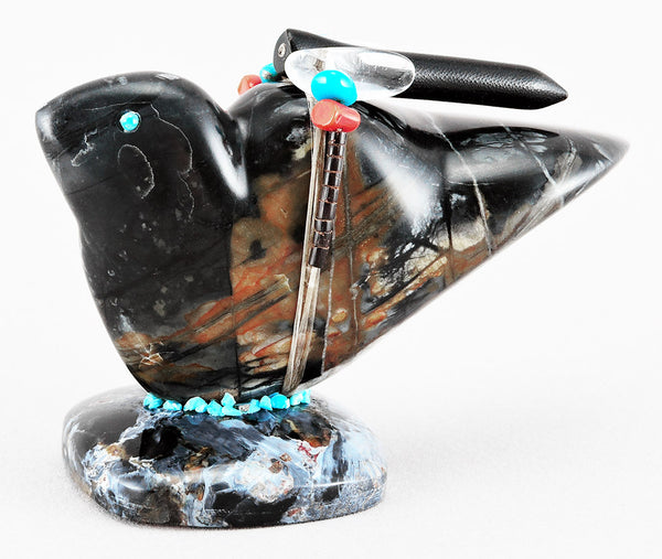 Magical Picasso Marble Bird On Pietersite Base