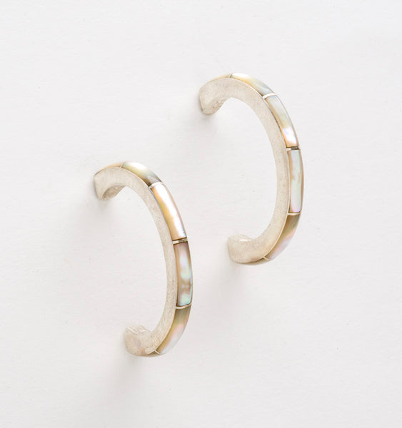 Simply Elegant Mother Of Pearl Half Hoops
