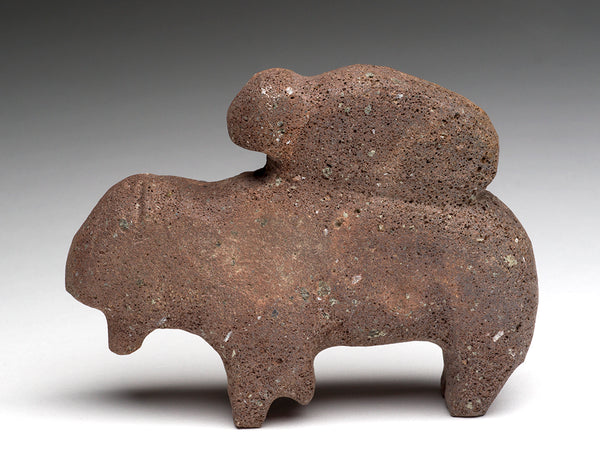 Bison & Calf Of A Porous Found Stone