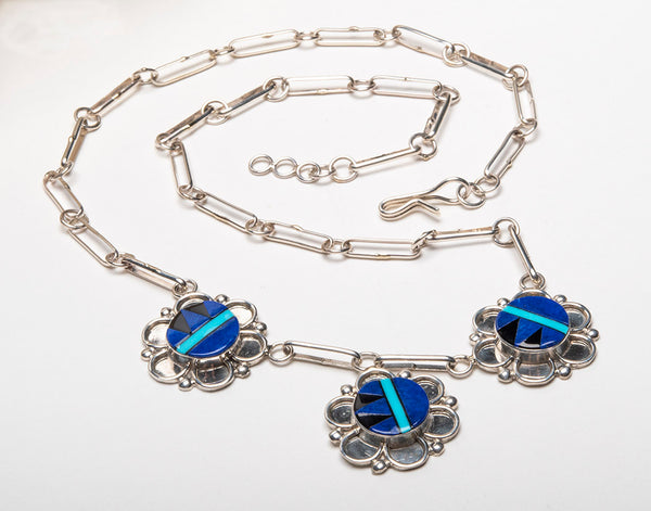 Lapis, Turquoise & Jet Inlaid Necklace – Keshi The Zuni Connection