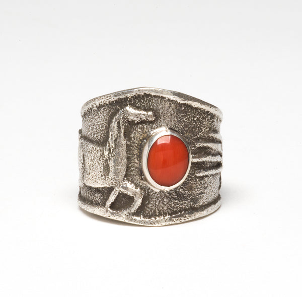 Red Coral Horse Ring