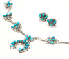 Kingman Turquoise Squash Blossom Necklace & Earrings Set