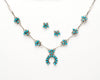 Kingman Turquoise Squash Blossom Necklace & Earrings Set