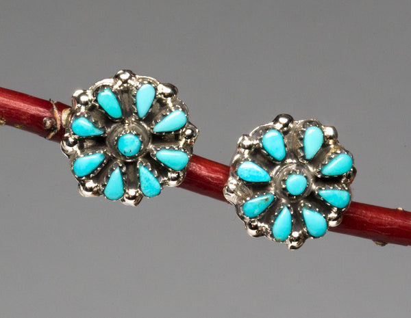 Small Cluster Work Turquoise Earrings