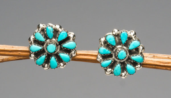 Bright Turquoise Cluster Work Earrings