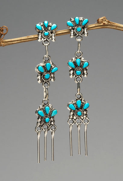 Illuminating Turquoise Cluster Work Earrings