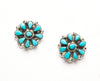 Turquoise Cluster Work Post Earrings