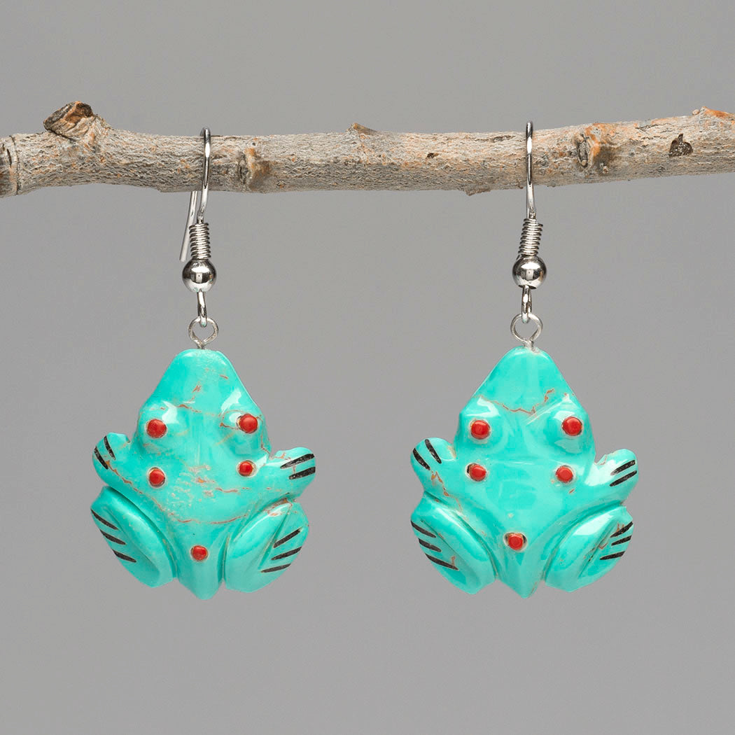 Carved Frog Earrings