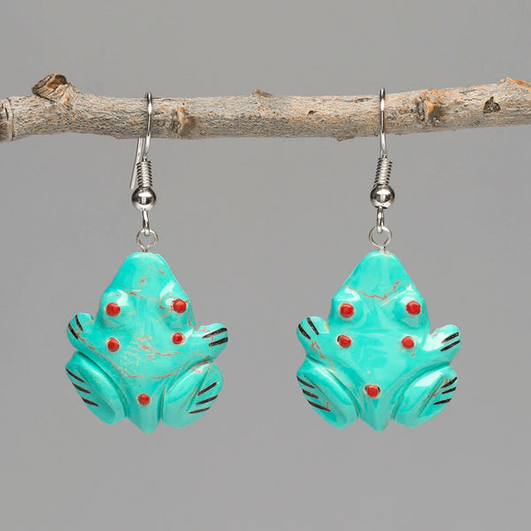Carved Frog Earrings