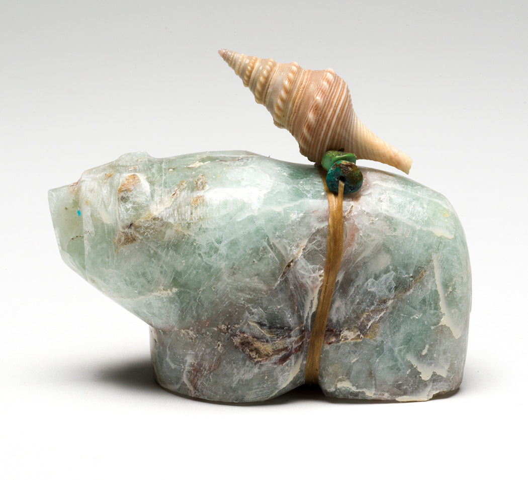 Zuni Fluorite Bear With Seashell
