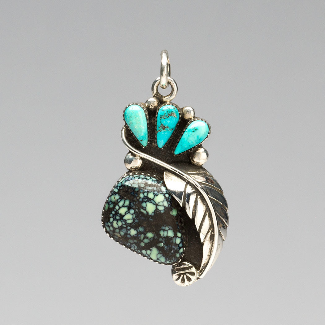New Lander Turquoise & Sleeping Beauty Turquoise Leaf Pendant