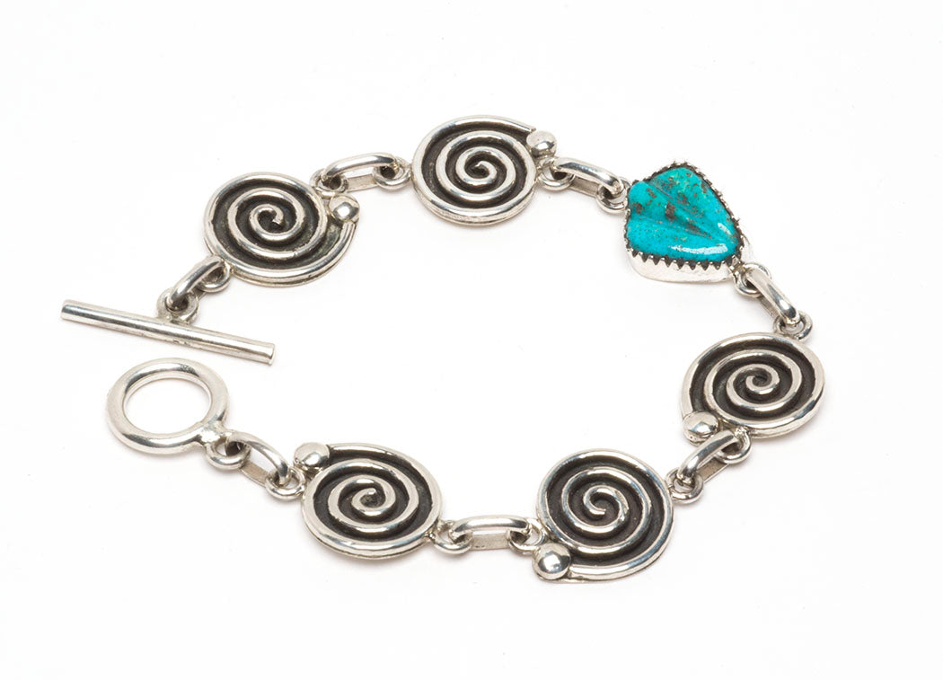 Carved Turquoise Journey Of Life Link Bracelet