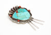 Black Tahitian Oyster Shell, Turquoise & Coral Pin/Pendant