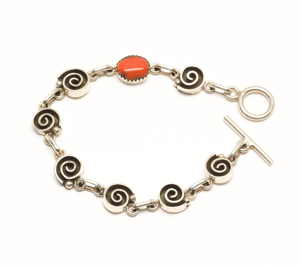 Red Coral Journey Of Life Link Bracelet