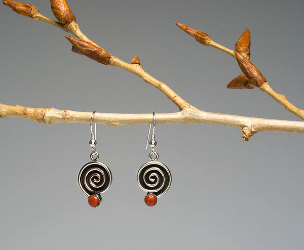 Journey Of Life Earrings With Red Coral