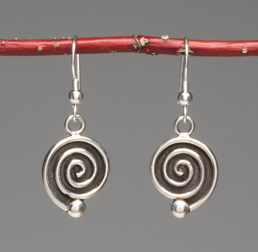 Classic Sterling Silver Spiral Dangle Earrings