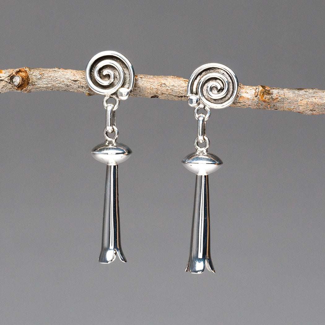 Spiral Squash Blossom Earrings