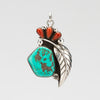 Morenci Turquoise & Oxblood Coral Leaf Pendant