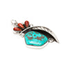 Morenci Turquoise & Oxblood Coral Leaf Pendant