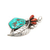Morenci Turquoise & Oxblood Coral Leaf Pendant