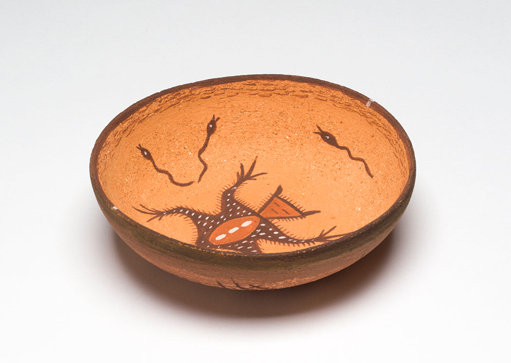 Old-Style Frog & Tadpoles Pottery Bowl
