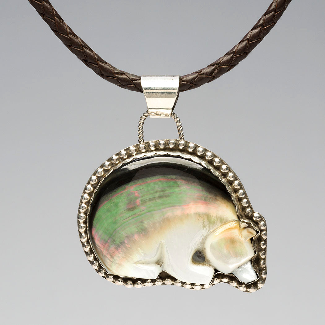 Aurora Borealis Medicine Bear Pendant Necklace
