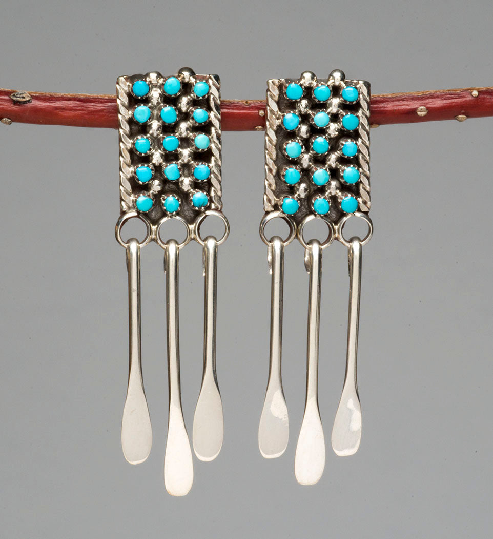 Snake Eye Petit Point Turquoise Earrings