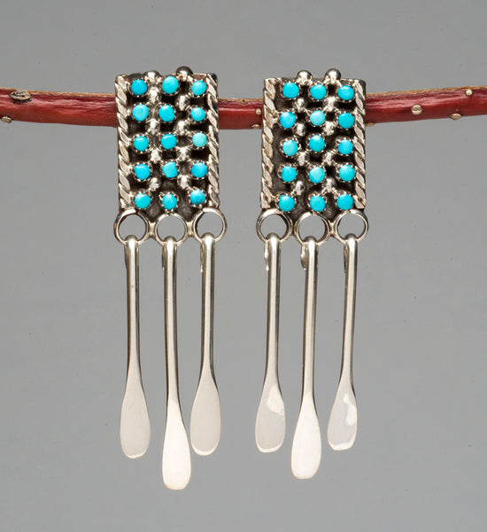 Snake Eye Petit Point Turquoise Earrings