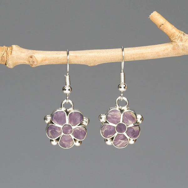 Purple Daisy Dangle Earrings