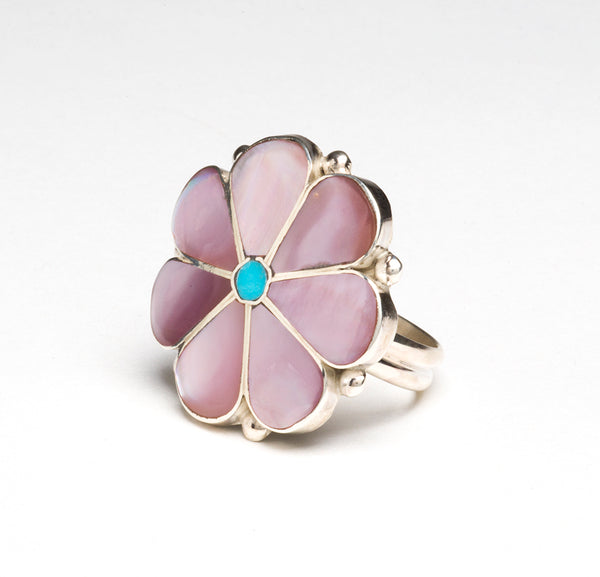 Pink Musselshell Ring Iridescent Pink Mussel Shell Ring – Keshi The Zuni Connection