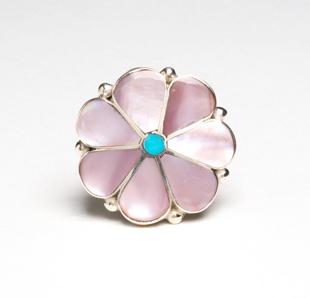 Pink Musselshell Ring Iridescent Pink Mussel Shell Ring – Keshi The Zuni Connection