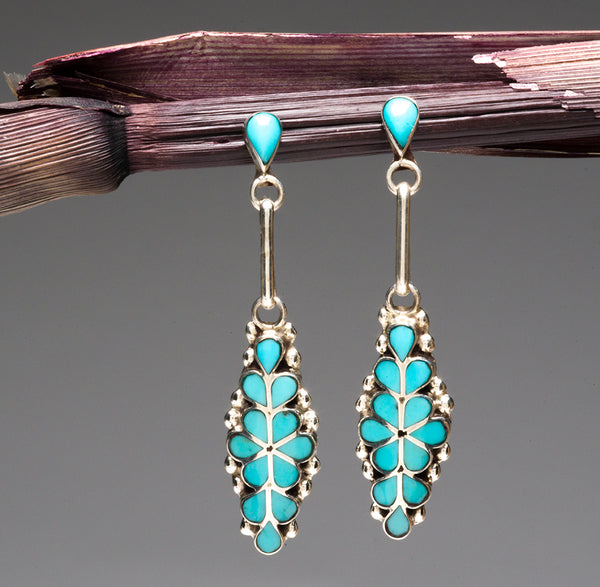 Sonoran Blue Turquoise Floral Earrings