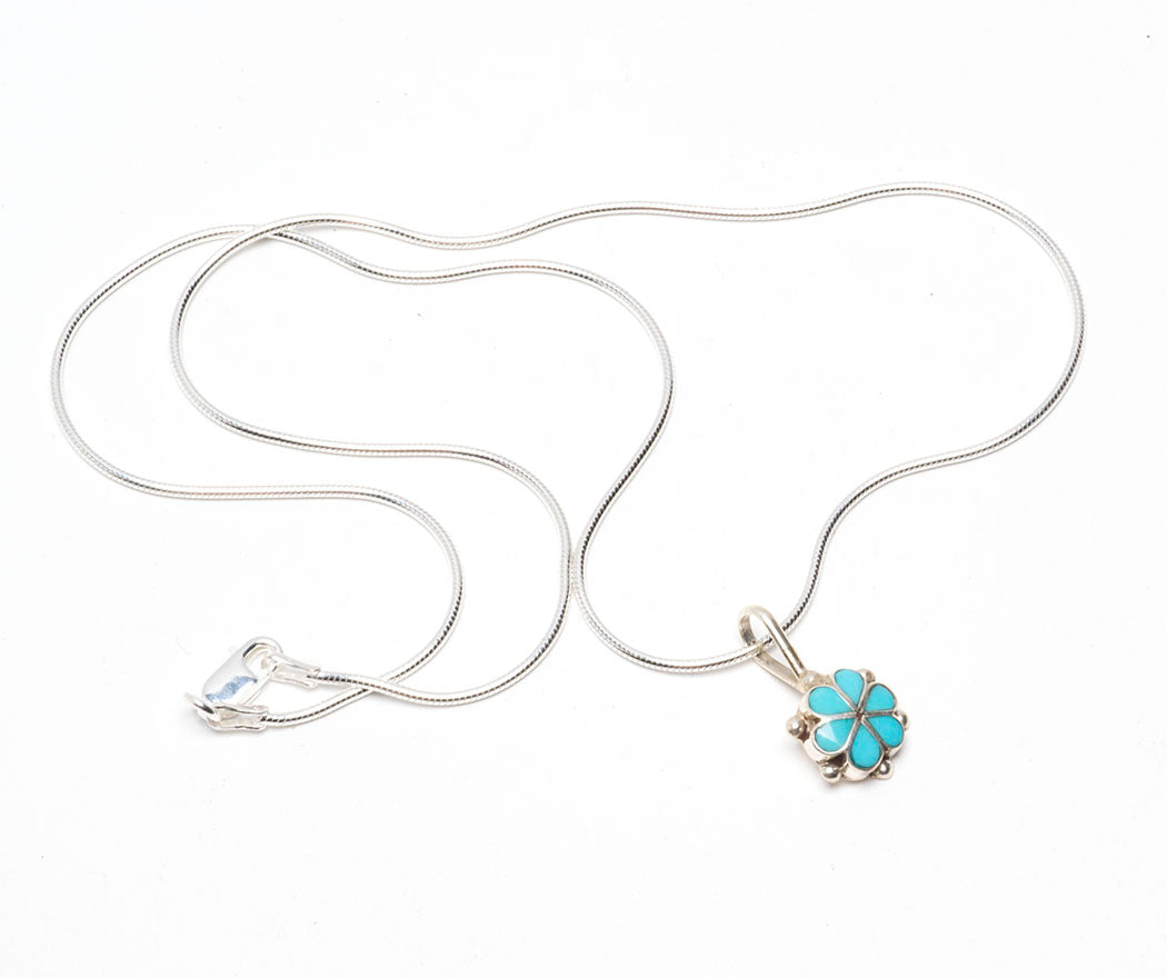 Flower Pendant With Silver Snake Chain
