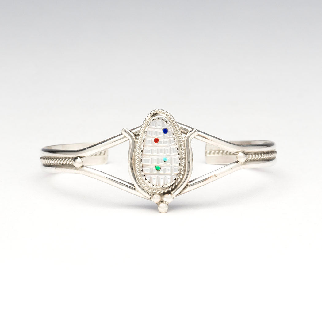 Carved Mother-Of-Pearl Corn Cuff Bracelet