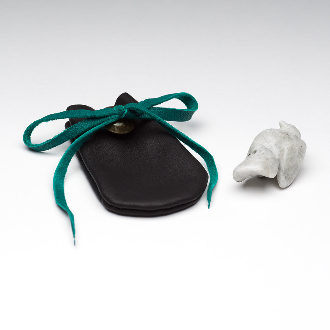 Soaring Raven & Leather Pouch Set