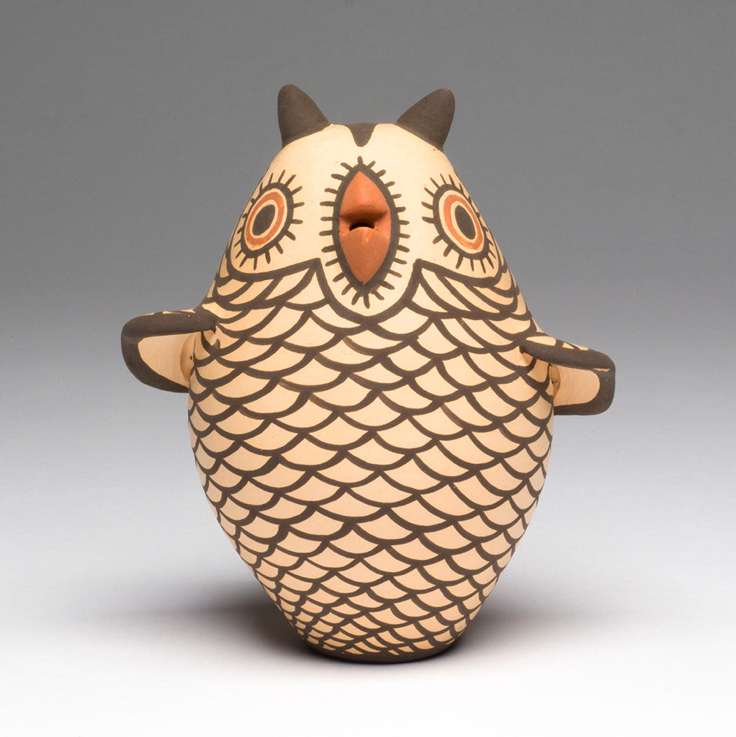 Watchful Pottery Owl