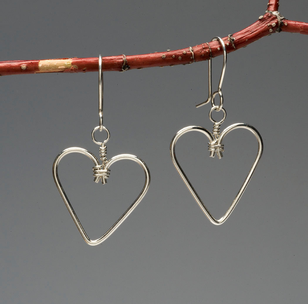 Silver Heart Dangle Earrings