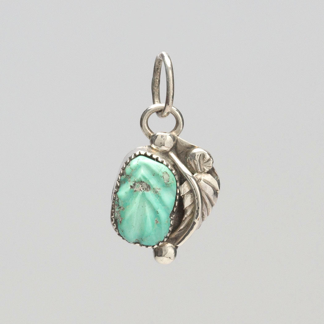 Carved Turquoise Leaf Pendant